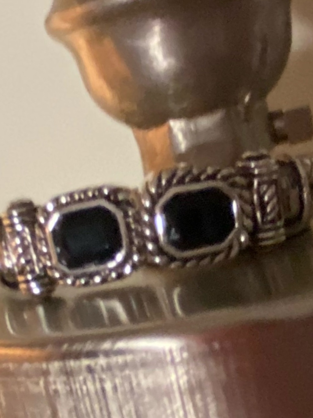 Bracelet  Silver Black Stone Link Elegant Women's Jewelry
